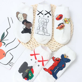 

Japanese Kawaii Women's Socks Sesame Street Cute Funny Cartoon Ankle Socks Female Novelty Happy Cotton Boat Socks Slippers Meia