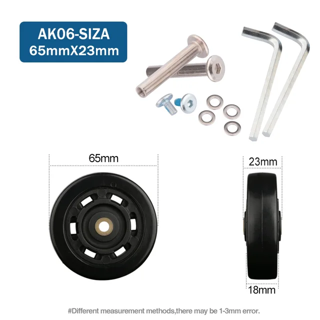 Luggage Suitcase Replacement Wheels OD 36-50mm Axles Deluxe Black with Screw Suitable for 18-26 inch suitcase Swivel Caster AK06-65-23