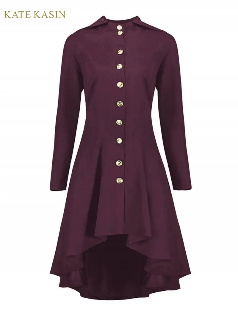 

Kate Kasin Autumn New Vintage Women Plus Size Hooded Long Trench Coat Retro A-Line Dress Coat Sing-Breasted Windbreaker Outwear