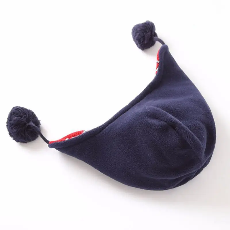Детская зимняя шапка-ушанка с пушистым помпоном, теплая шапка-ушанка, длинный шарф контрастного цвета с геометрическими полосками