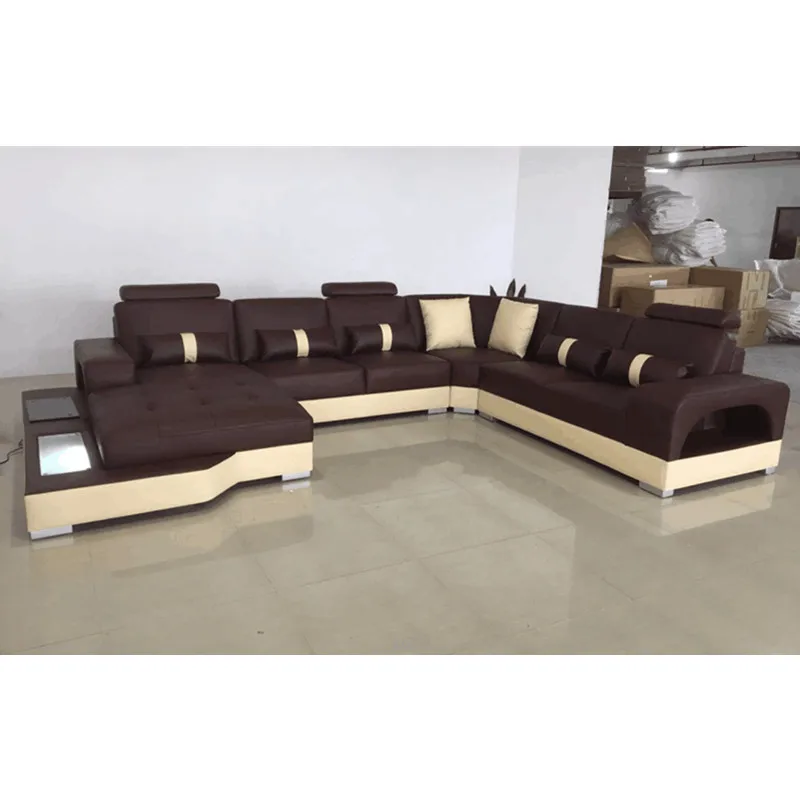 Высокое качество Роскошный кожаный диван с деревянным каркасом
