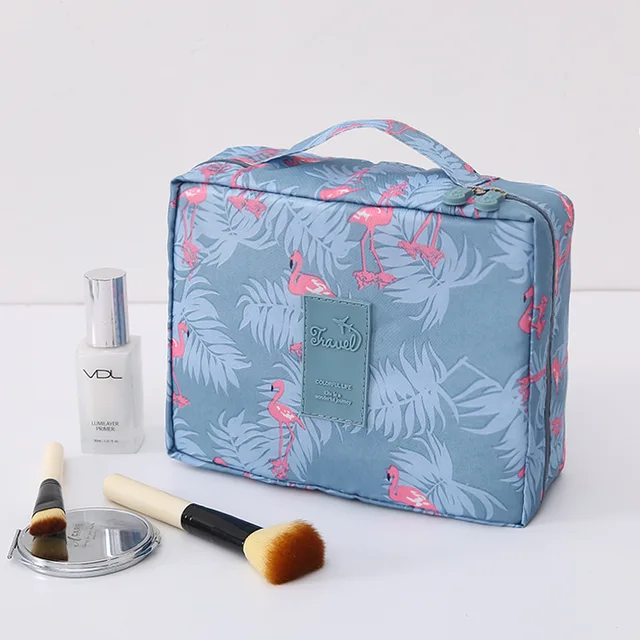 FUDEAM Multifunction Women Outdoor Storage Bag Toiletries Organize Cosmetic Bag Portable Waterproof Female Travel Make Up Cases Flamingo
