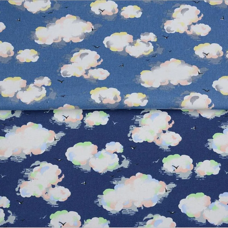 

Cloud printed cotton canvas fabric for pen bag tablecloth dustproof cloth home decorative DIY sewing material by the yard