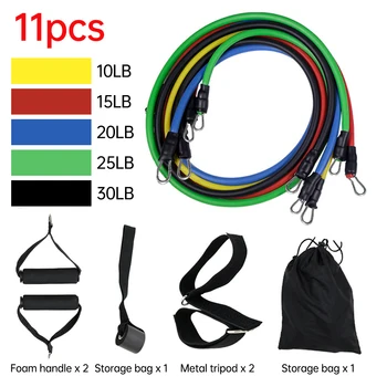 

11 Pcs/Set Latex Resistance Bands Exercise Yoga Tubes Pull Rope Training Rubber Expander Elastic Bands Fitness with Bag