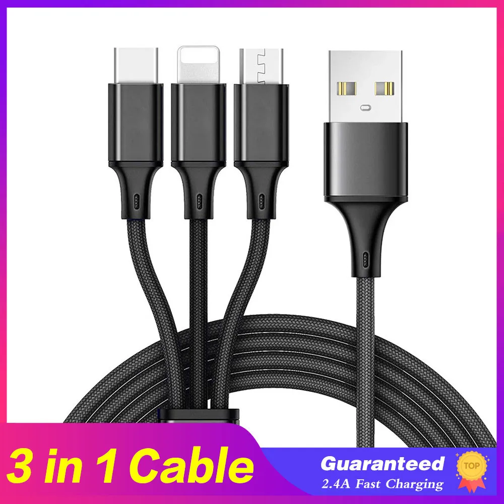 3 в 1 USB кабель для iPhone samsung S9 Xiaomi мульти Быстрая зарядка микро USB кабель usb type C кабели для мобильных телефонов