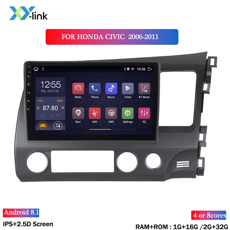 

Android 8.1 car dvd multimedia player For Honda Civic 2006-2011 rhd car GPS navigation raido video audio support mirror link usb