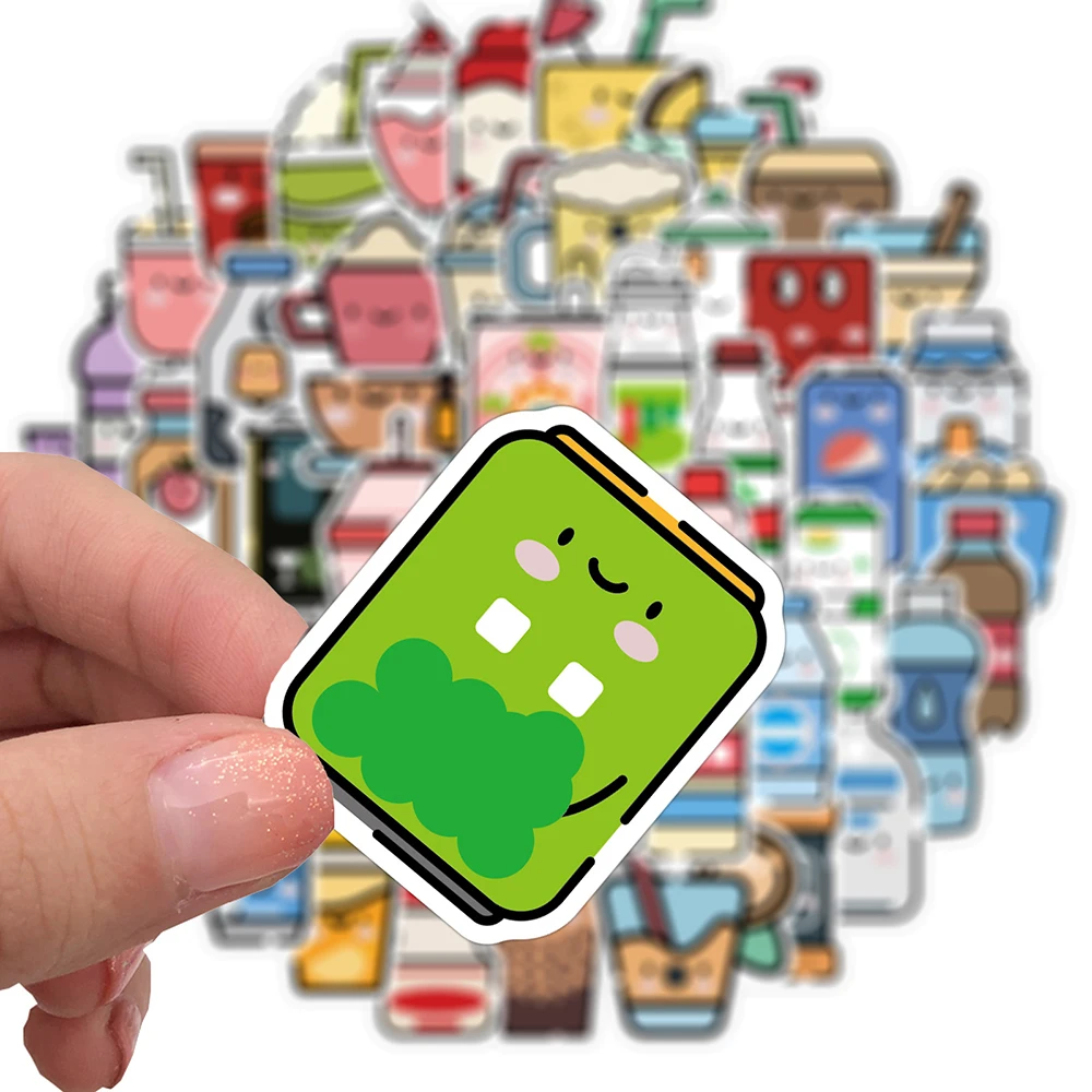 50PCS Cute Drink Anime Stickers Aesthetic Kawaii Laptop Guitar Luggage Fridge Phone Graffiti Sticker Decal Kid Classic Toys