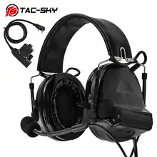 Special Offers TAC-SKY U94 Kenwood plug PTT + COMTAC II silicone earmuffs noise reduction pickup military shooting tactical headset BK