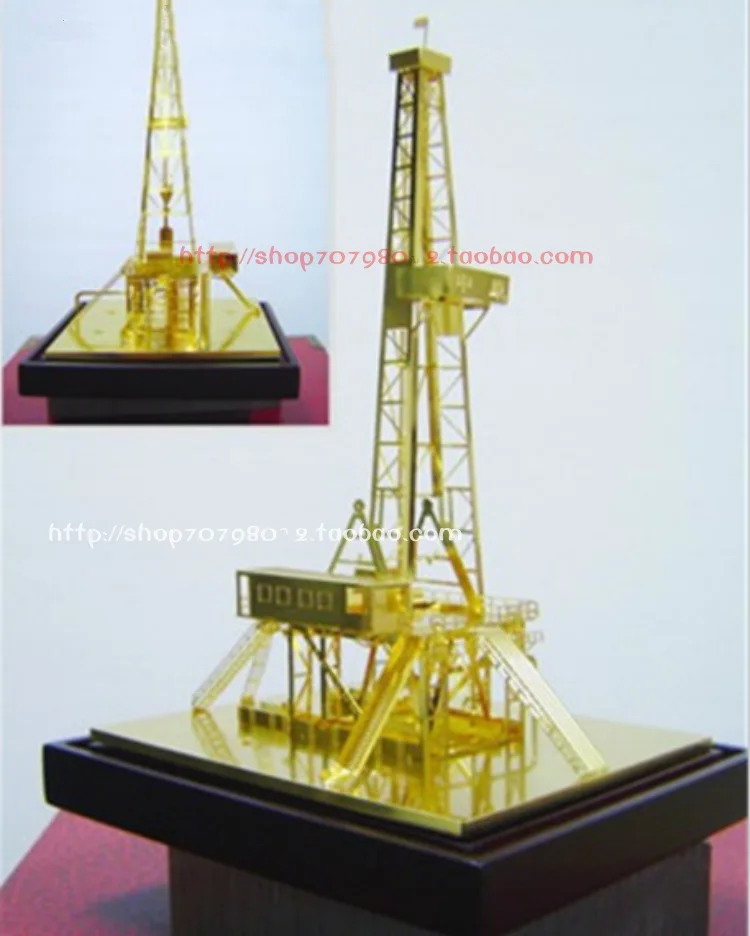 Color as shown Статическая модель Деррика платформы для Деррика модель нефтяного месторождения с покрытием из чистой меди Zhongyuan нефтяного месторождения - Цвет: Color as shown