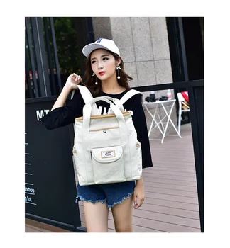 

New Casual Simple Ulzzang Canvas Bag Fashion All Match Literary Lady Bags Multi-purpose Zipper One Shoulder Bag