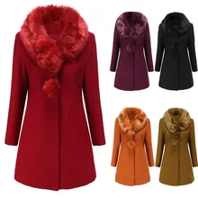 Женская Офисная однотонная зимняя офисная шерстяная куртка с длинным рукавом на пуговицах, Пальто Женское Пальто