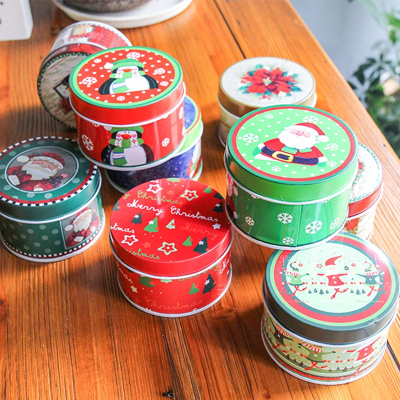 12 шт./компл. Рождественская жестяная банка для конфет хранения чая
