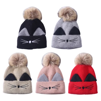 

Boys Girls Cute Autumn Winter Warm New Newborn Kids Baby Plush Ball Design Hats Wool Hemming Caps Baby Caps Fashion i