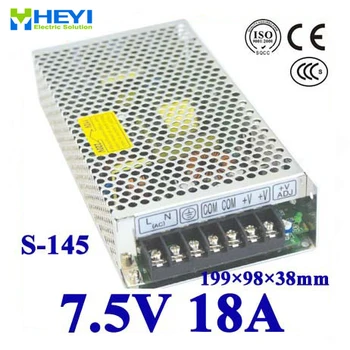 

single output switching power supply 7.5V 18A 100~120V/200~240V AC input LED power supply 145W 7.5V transformer