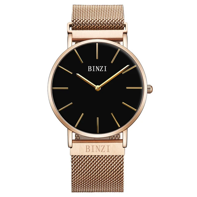 

Stainless Steel BINZI Quartz Watch Men Luxury Brand Men's Wrist Watch Waterproof 2019 Mesh Relogio Masculino Male Clock Gold New