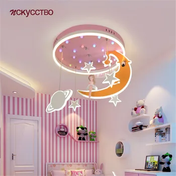 

Korean Princess Moon Stars Planet Led Ceiling Lights Modern Design Living Room Girls Bedroom Lamp Art Children Indoor Lighting