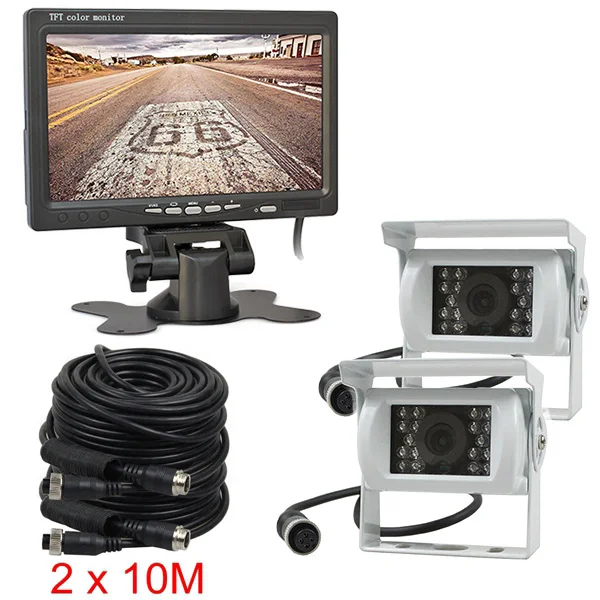 2 x 10m DIYKIT 12 V-24 V DC " на тонкопленочных транзисторах на тонкоплёночных транзисторах ЖК-дисплей автомобильный монитор 2 x 4pin Ночное Видение заднего вида камера для машины Камера для автобус - Название цвета: 2 x 10m