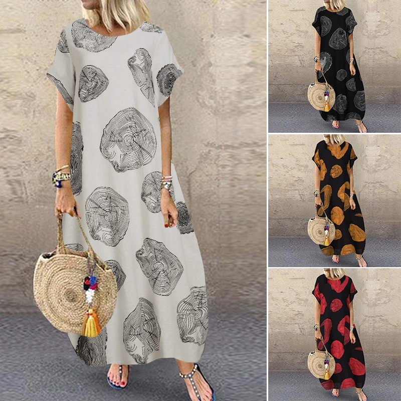 Vintage Printed Maxi Dress Women's Summer Sundress ZANZEA 2020 Casual Short Sleeve Vestidos Female O Neck Robe Plus Size 5XL Vintage Printed Maxi Dress Women's Summer Sundress ZANZEA 2020 Casual Short Sleeve Vestidos Female O Neck Robe Plus Size 5XL