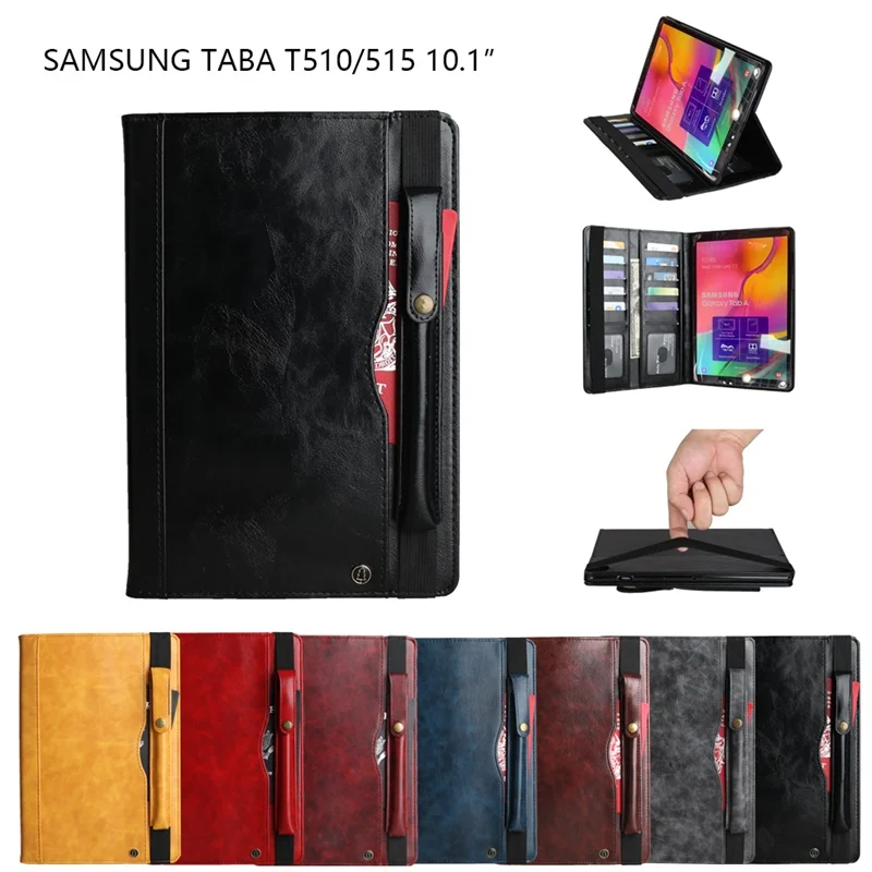 Чехол для Samsung Galaxy Tab A 10," SM-T510 SM-T515 чехол с держателем для карандашей Смарт кожаный Слот для карт Стенд кошелек сумка чехол