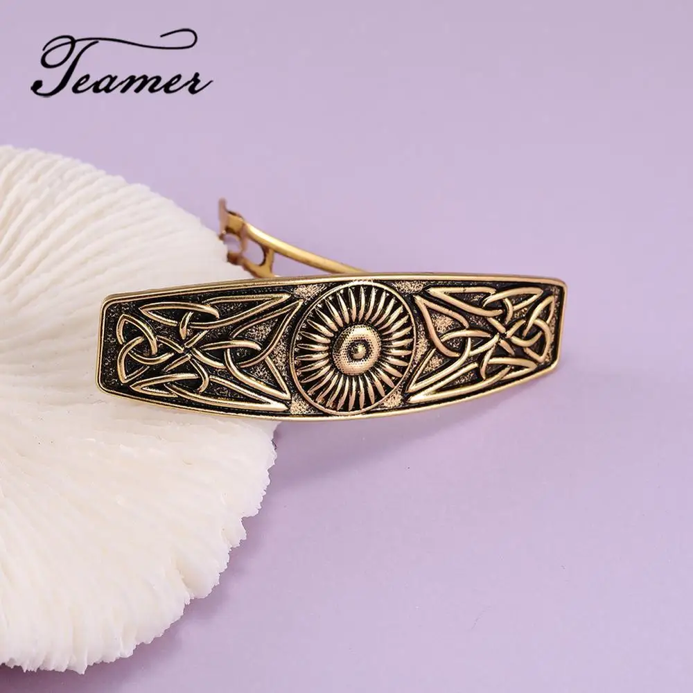 

Teamer Sunflower Irish Knot Hair Clip Antique Gold Color Barrette Hairpins Vintage Wicca Hairwear Women Hair Accessories Jewelry