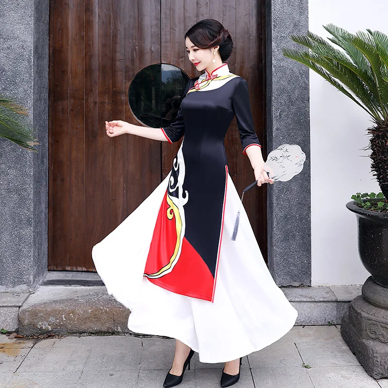 Китайское традиционное женское платье Ципао размера плюс 5XL Aodai, новинка, китайское вечернее платье