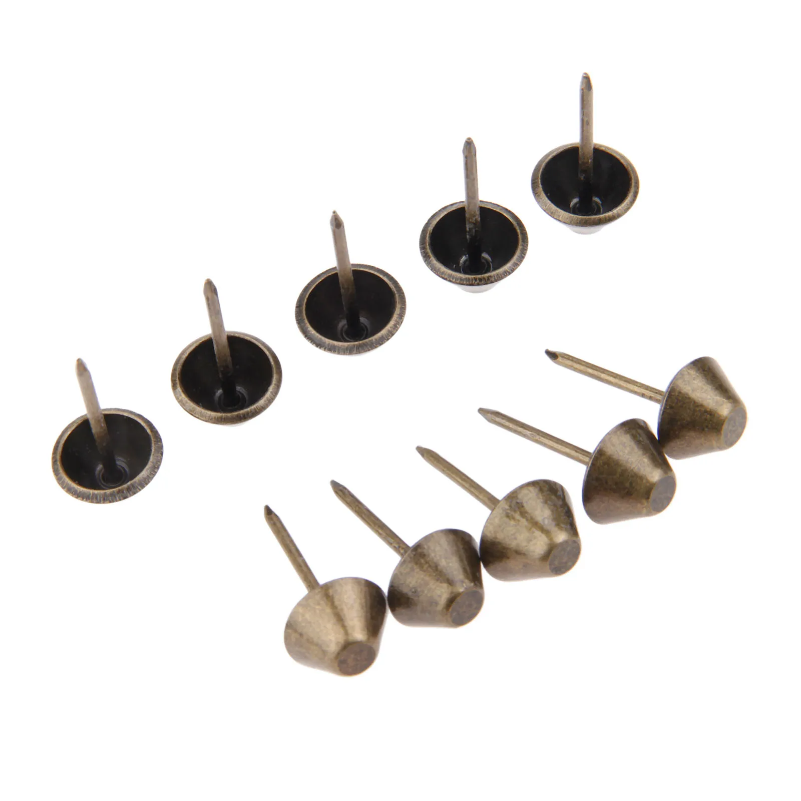 Upholstery Nail 50pcs Flat Upholstery Nails Sofa Studs Pins Tacks Antique Bronze Iron Vintage Jewelry Box Basket 11mm*17mm Furniture Hardware