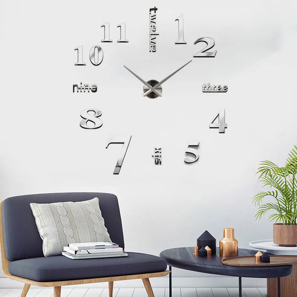 3D DIY настенные часы Наклейка на стену Съемная кварцевая игла самоклеящаяся художественная наклейка Haning часы для домашнего декора гостиной