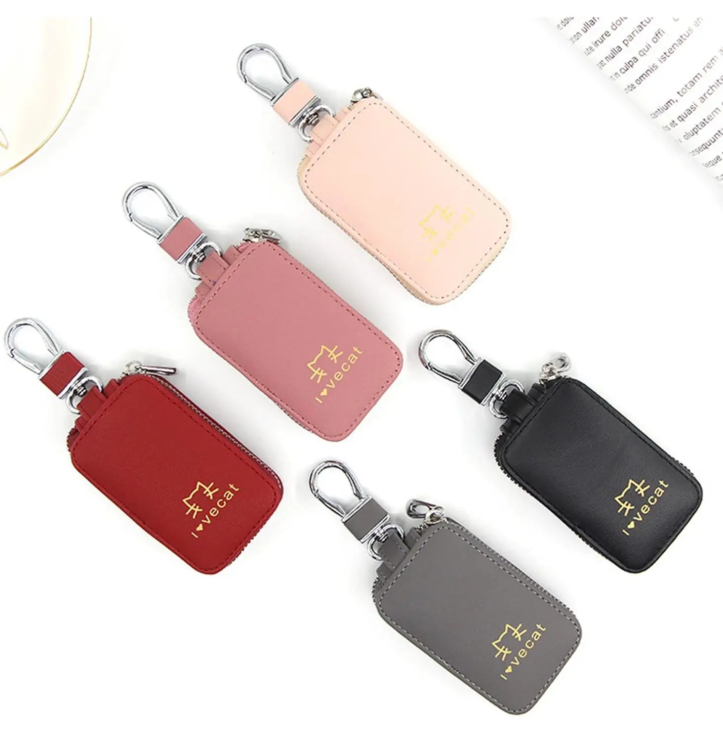 Ключница Женская мини-сумка кошелек для ключей унисекс Уличная мода тренд сплошной цвет кожа молния многофункциональный чехол для ключей#2O29