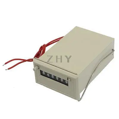 

AC 110V CSK6-NKW 6 Digits 2 Red Wired Electronmagnetic Counter Gray