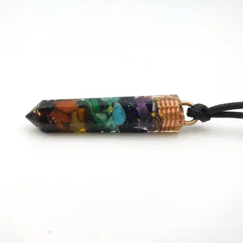

7 Chakra Orgonite Pendant(5cm, 2") Necklace-Wealth,Reiki infused- talisman