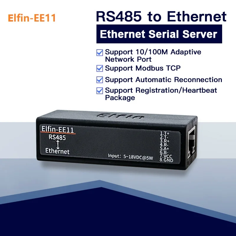 Elfin-EE11 последовательный порт RS485 к мини-серверу Ethernet сервер ModbusTCP RJ45
