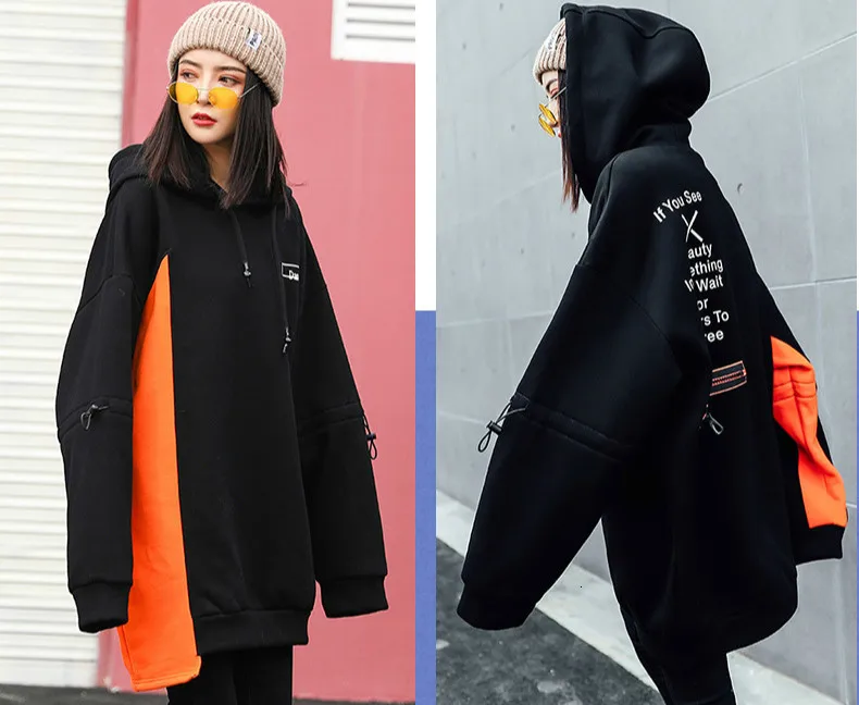 Max LuLu, модная Корейская женская зимняя теплая одежда, Женская Лоскутная меховая толстовка с капюшоном, Повседневная Свободная Длинная толстовка с принтом