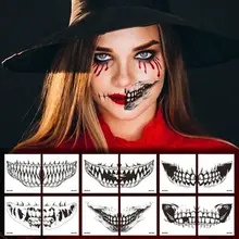 10PCS/Bag Fake DIY Art Makeup Party Decoration Waterproof Prank Face Temporary Tattoo Sticker Mouth Teeth