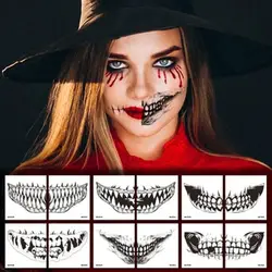 10PCS/Bag Fake DIY Art Makeup Party Decoration Waterproof Prank Face Temporary Tattoo Sticker Mouth Teeth