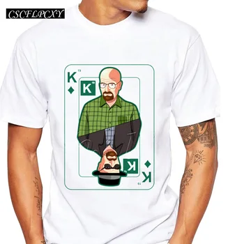 

Summer Men customized t-shirt heisenberg on a poker card cartoon printed funny tops novelty short sleeve cool tee
