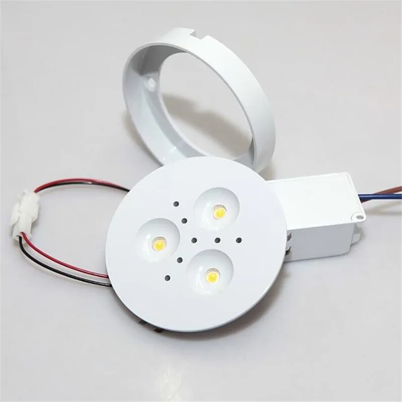 Free Shipping White/Silver Shell Super Bright 9W LED Puck Light 3x3W CREE Lamp 800lm Cabinet Bulb 50pcs/Lot | Лампы и освещение