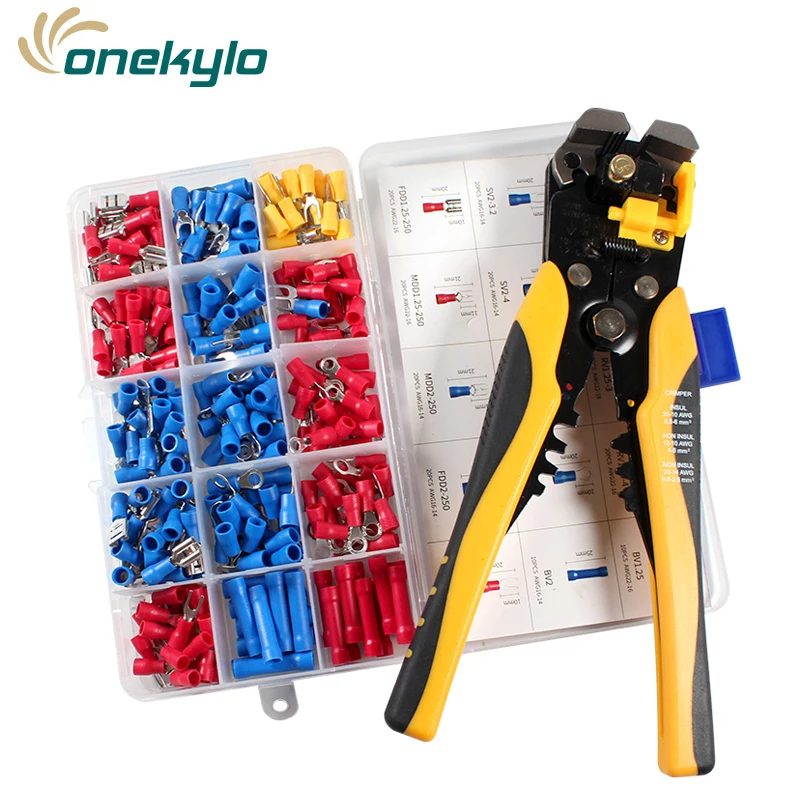 

HS-D1 Multifunctional automatic 4 in 1 wire stripping pliers AWG24-10(0.2-6.0mm2) Crimping pliers with 270pcs terminal