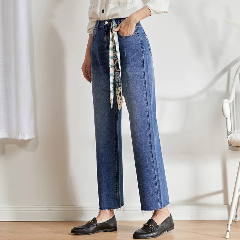 Женские повседневные джинсы LEIJIJEANS, прямые джинсы с высокой талией, новая модель 9212 большого размера 5XL–6XL на осень