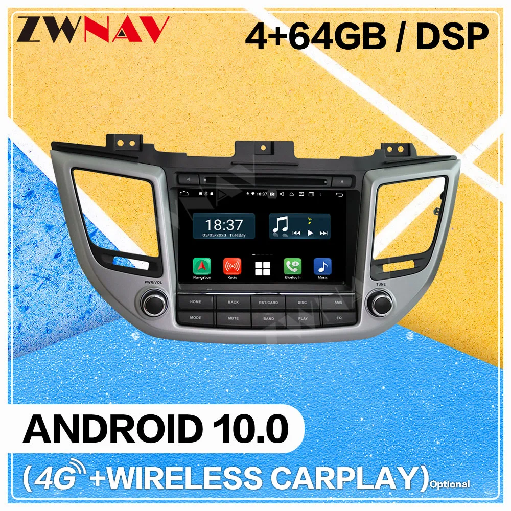 Carplay Android 10.0 screen car Multimedia DVD Player for Hyundai Tucson IX35 2015 BT GPS Navi Auto Radio Audio Stereo Head unit