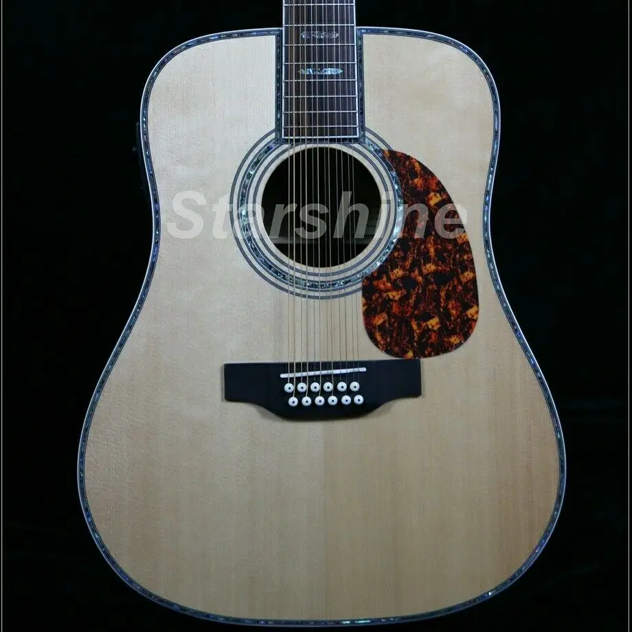 Высокое качество 12 струн электрическая акустическая гитара из черного дерева гриф полный Abalone инкрустация