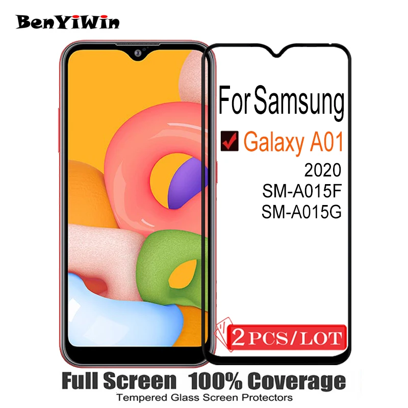 Защитное стекло закаленное для Samsung Galaxy A01/A 01/SM A015F 2 шт. 100% оригинал | Мобильные