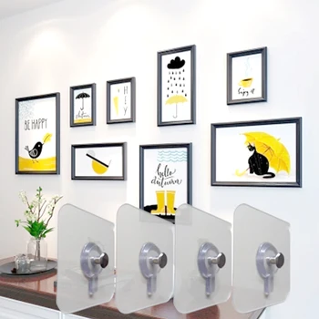 

New 4PCS Punch-Free Hanging Nail Transparent Home Bathroom Screw Hook Hanger Adhesive Nails Cross Stitch Wall Painting Hanger