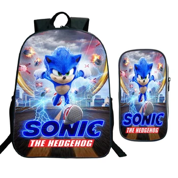 

New 2pcs/set Sonic backpack teens Sonic Daily Backpack students Back to school Gifts Rucksack Children Boys Girls School Bags