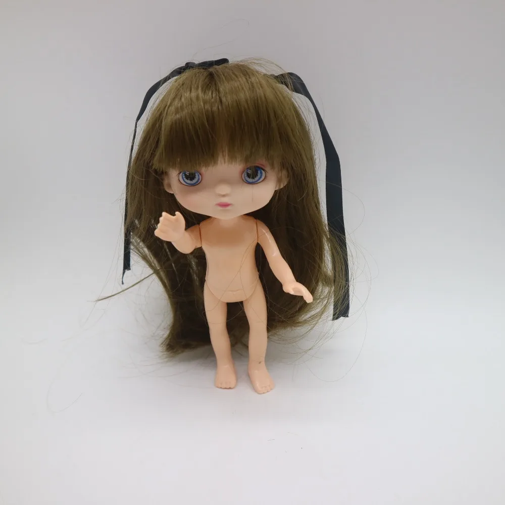 16 см куклы как HOLA куклы Обнаженная кукла с макияжем-6 - Цвет: nude doll and wig 6