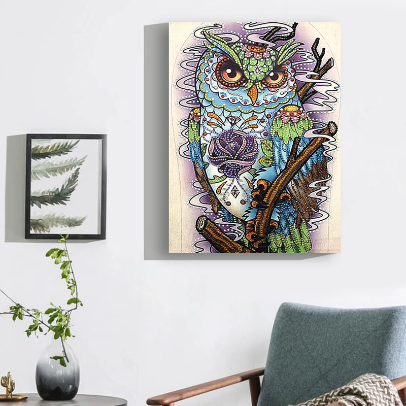 RUBOS DIY 5D Diamond Painting Owl Animal Pearl Diamond Embroidery Large Special Beads Rhinestone Pictures Mosaic New Sale Decor (1)