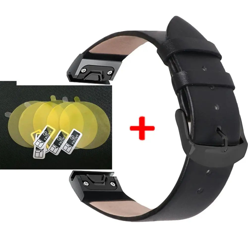 Color3 2 в 1 кожаный ремешок для Garmin Fenix 6X/Fenix 6/Fenix 6 S ремешок для часов Quick Fit запястье+ пленка для экрана для Garmin Fenix 6 ремешок - Цвет: Color3