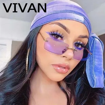 

Q81019 Luxury Rectangle Sunglasses Women Brand Design Alloy Frame Gradient Gray Men Rimless Sun Glasses Lady Glasses UV400