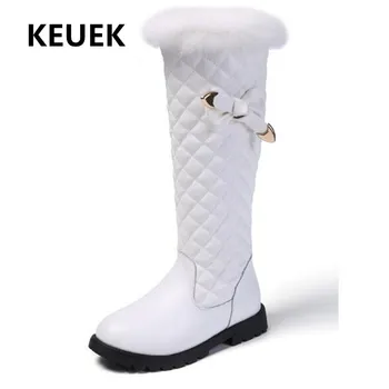 

New Winter Children Genuine Leather Snow Boots Girls Princess Performance High Boots Student Baby Toddler Shoes Kids Boots 02B