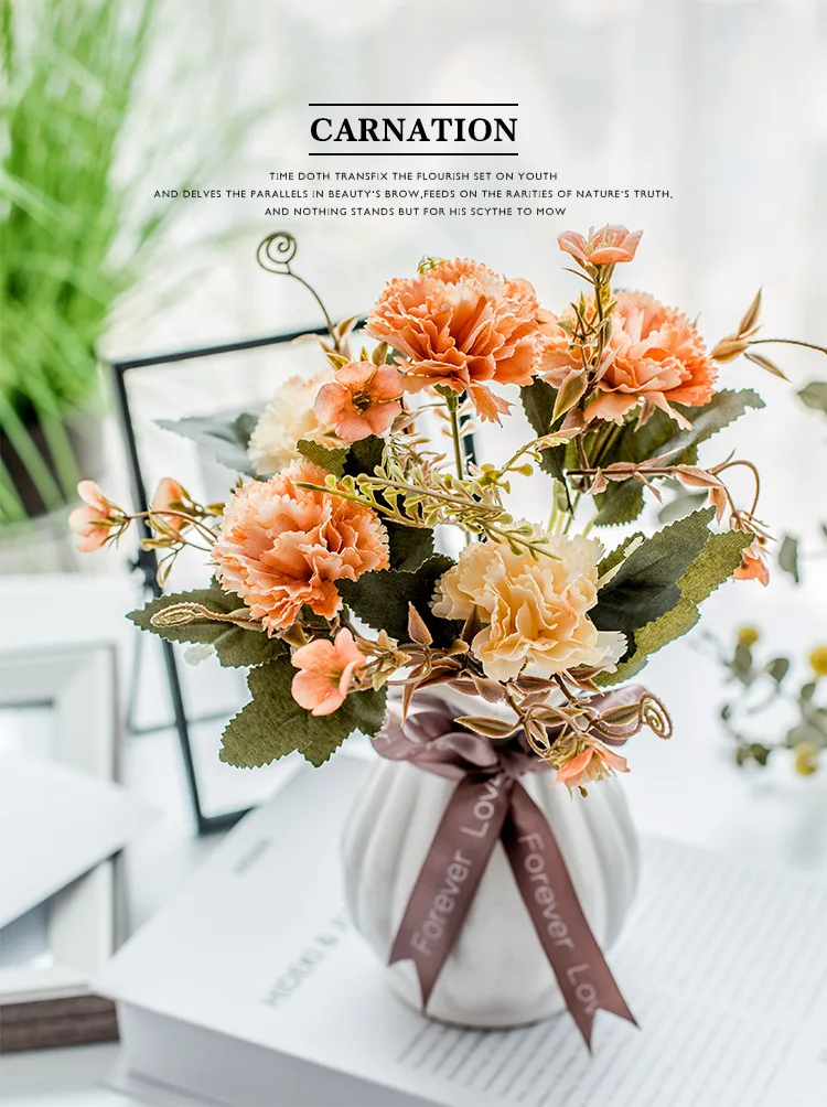 Fake Plant Simulation Silk Carnation For Wedding Home Christmas Decoration Multiple Colour Artificial Flower JH129 (4)