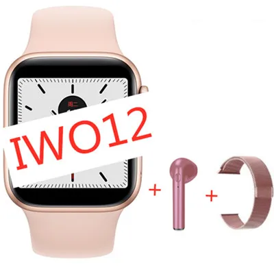 Pink combination IWO 12 Bluetooth Смарт часы для женщин SmartWatch 44 мм чехол для Apple iOS Android сердечного ритма ЭКГ IP68 Водонепроницаемый IWO11 IWO10 IWO9 - Цвет: Pink combination